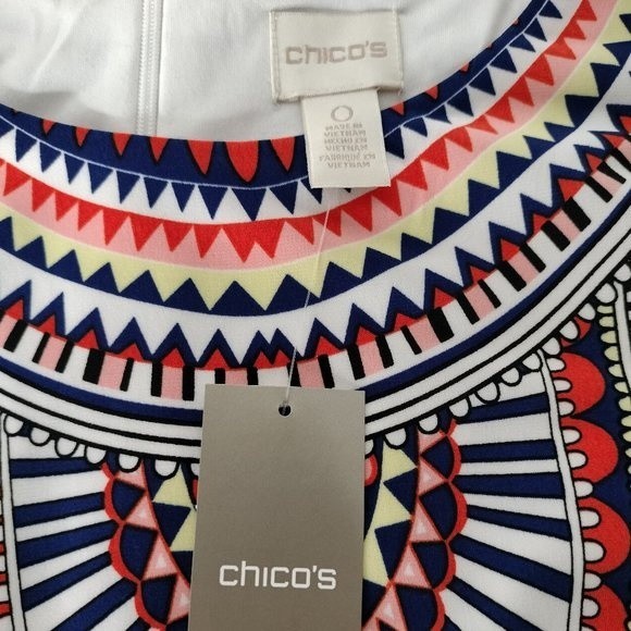 Chico's Size 4 Multicolor Sleeveless Sheath Tribal Disc Dress - Picture 8 of 9